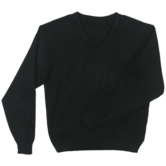 Long Sleeve Plain V-Neck Jersey - Black Navy Size Small-2XL