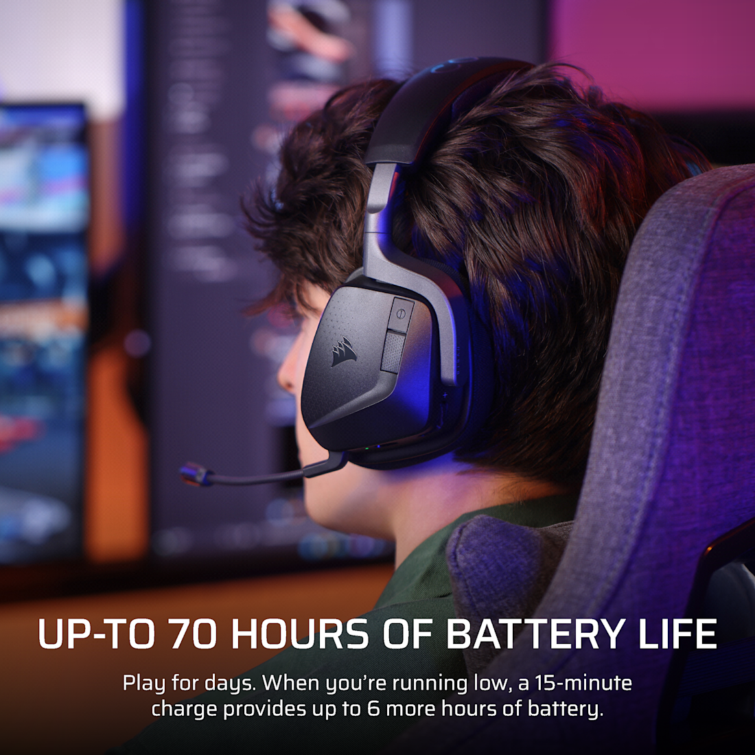 Corsair VOID v2 MAX WIRELESS Gaming Headset; Simultaneous 2.4GHz and Bluetooth; Dobly Atmos; PC/Playstation/Mobile; Carbon.
