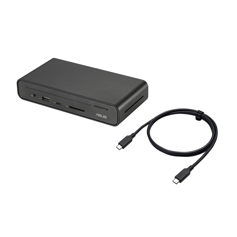 ASUS Dock DC301|1 x RJ45|3 x USB|1x USB-C|Audio jack|SD Card|1 x HDMI|1 x Display port|Docking stand|150W adapter