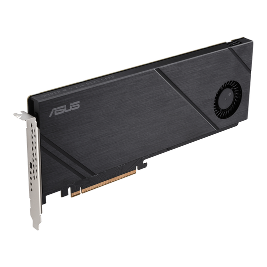 Hyper M.2 x16 Gen5 Card (PCIe 5.0/4.0) supports up to four NVMe M.2 (2242/2260/2280/22110) devices at up to 512 Gbps for RAID