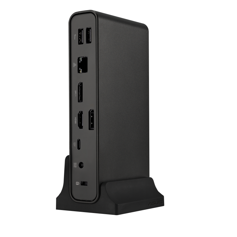ASUS Dock DC301|1 x RJ45|3 x USB|1x USB-C|Audio jack|SD Card|1 x HDMI|1 x Display port|Docking stand|150W adapter