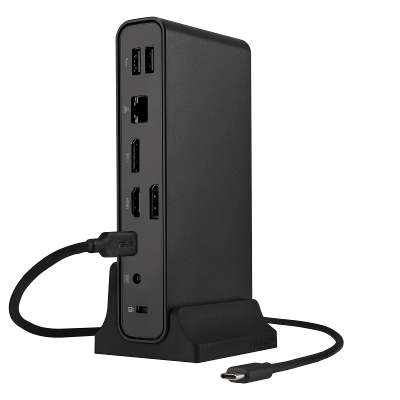 ASUS Dock DC301|1 x RJ45|3 x USB|1x USB-C|Audio jack|SD Card|1 x HDMI|1 x Display port|Docking stand|150W adapter
