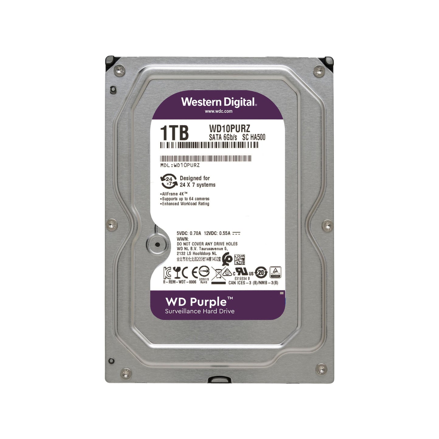 WD PURPLE 1TB 3.5 SURVEILLANCE HDD 64MB - Guards On Duty Shop & Security Guards