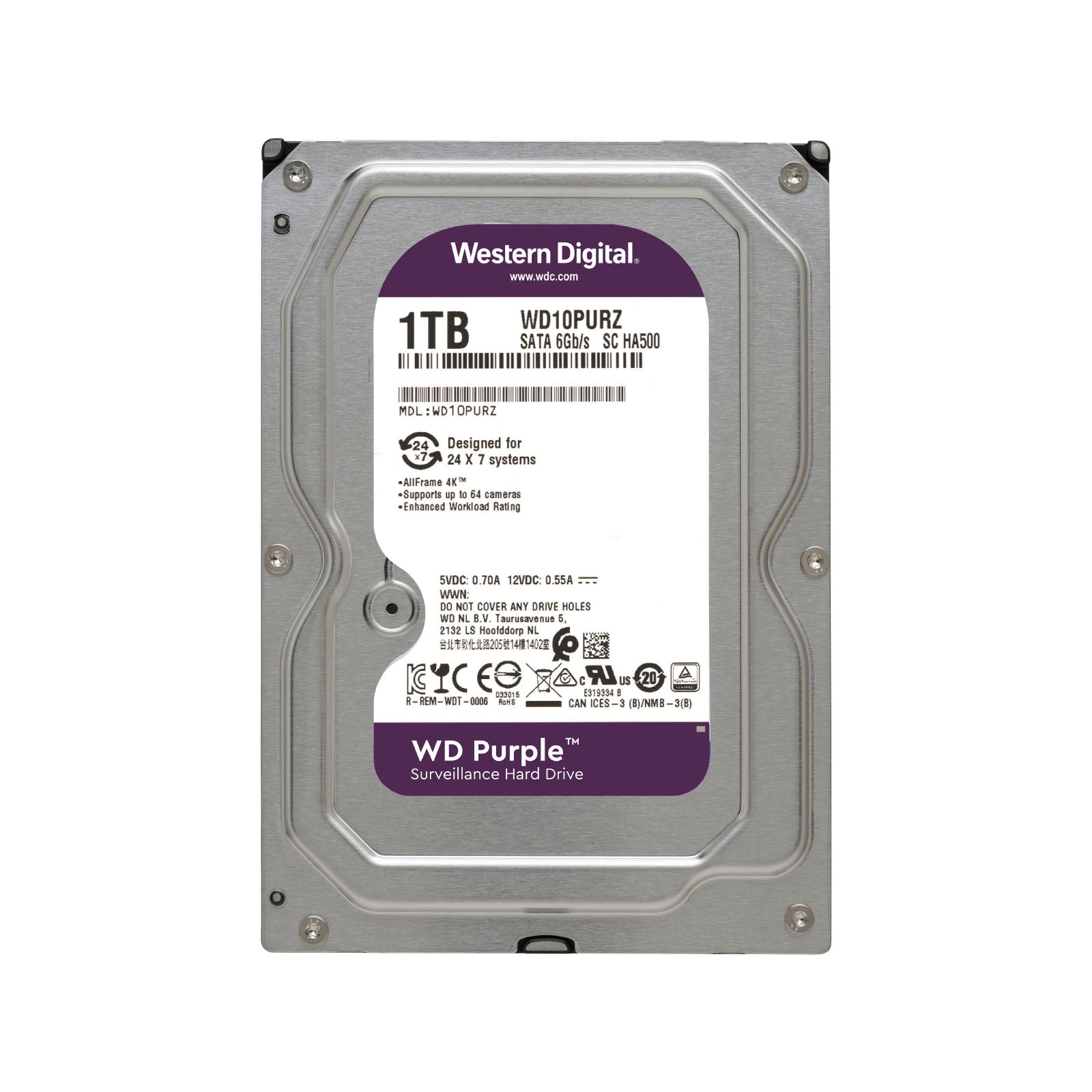 WD PURPLE 1TB 3.5 SURVEILLANCE HDD 64MB - Guards On Duty Shop & Security Guards