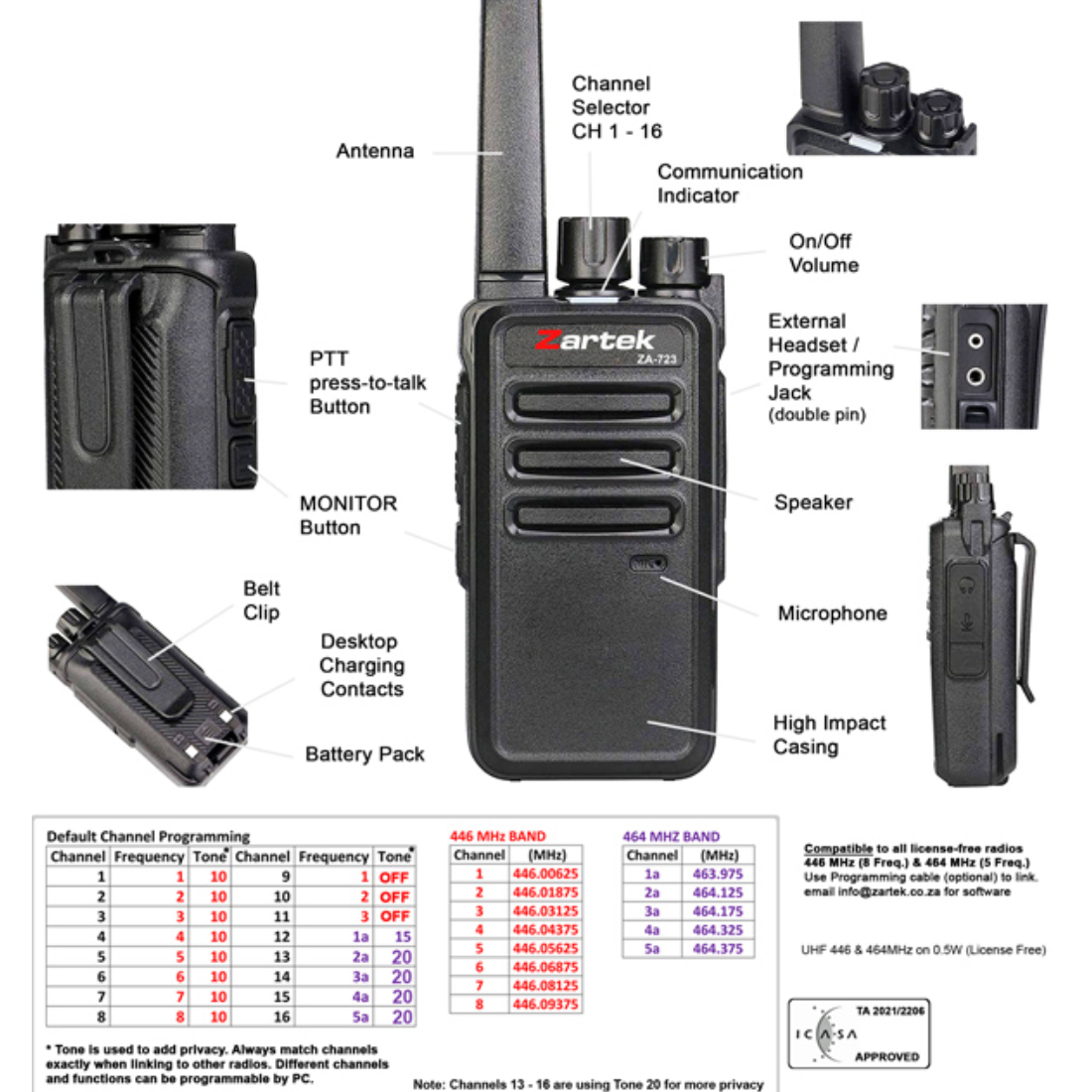 Zartek ZA-723 Two-Way Radio - Guards On Duty Shop & Security Guards