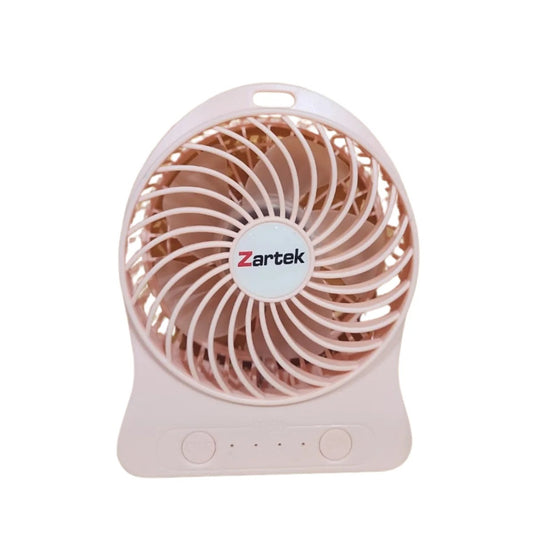 Zartek ZA-101 Rechargeable Mini Fan Pink 3 Speeds Portable USB-C 2200mAH