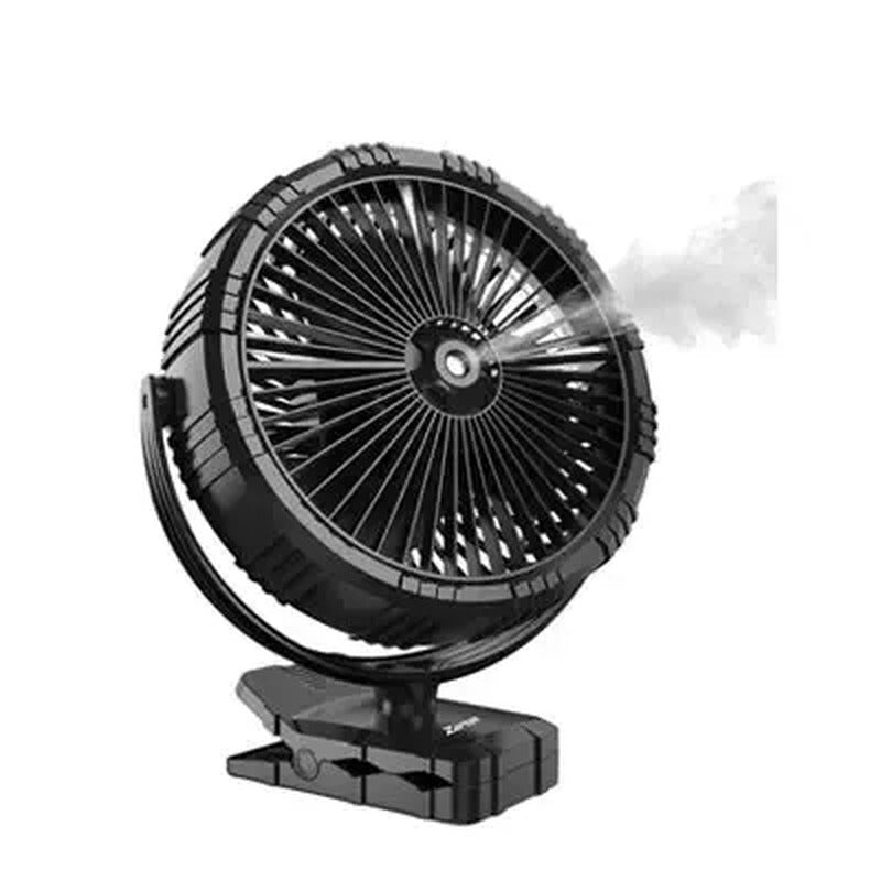 Zartek ZA-140 Rechargeable Portable Mist Cooling Fan 8 inch USB-C 10000mAH with Clamp Stand
