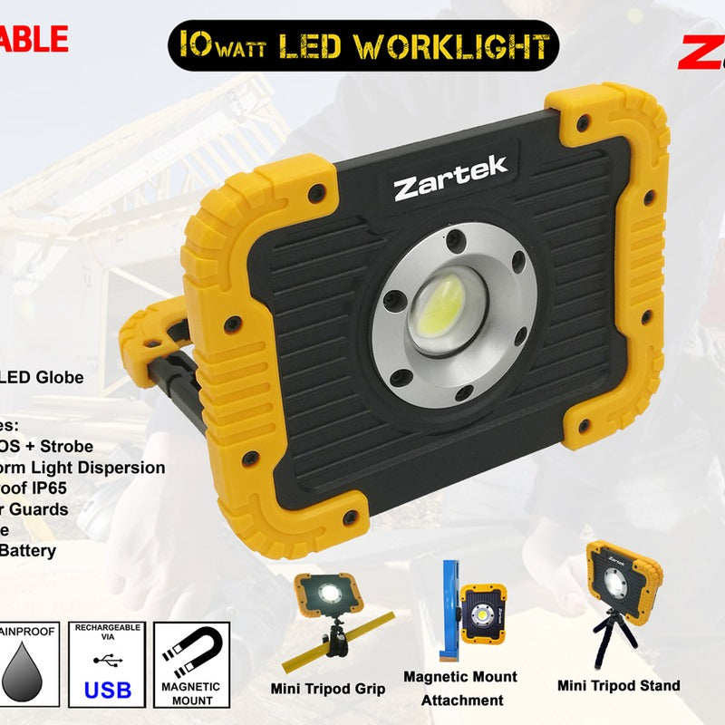 Zartek ZA-448 LED Worklight 800 Lumen Rechargeable USB Powerbank Magnetic Mini Tripod